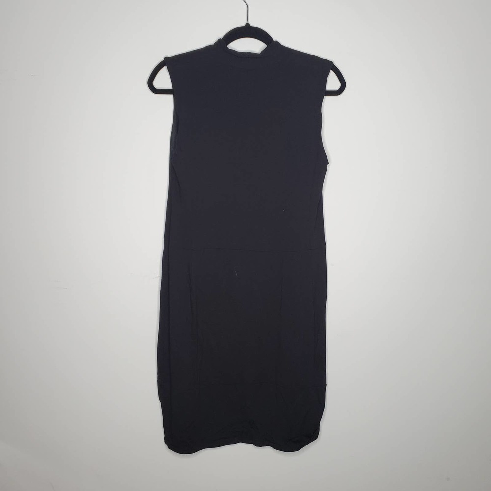 EILEEN FISHER Solid Black V-Neck Sleeveless Dress Sz S - Picture 6 of 6